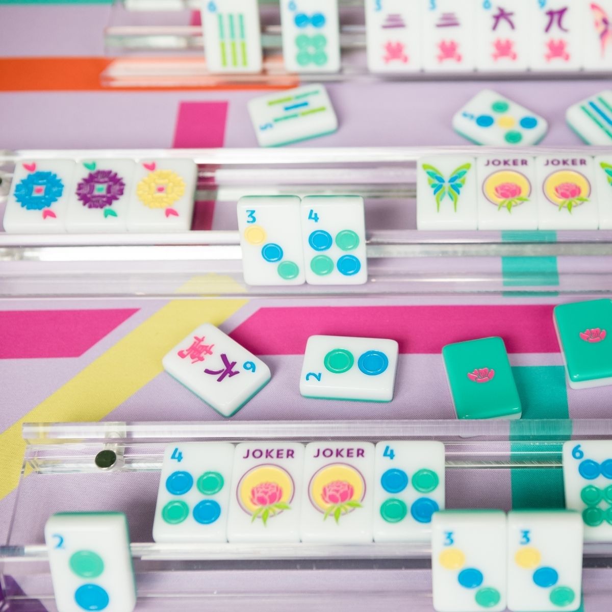 Teal Trellis Double-Sided Travel Mahjong Mat