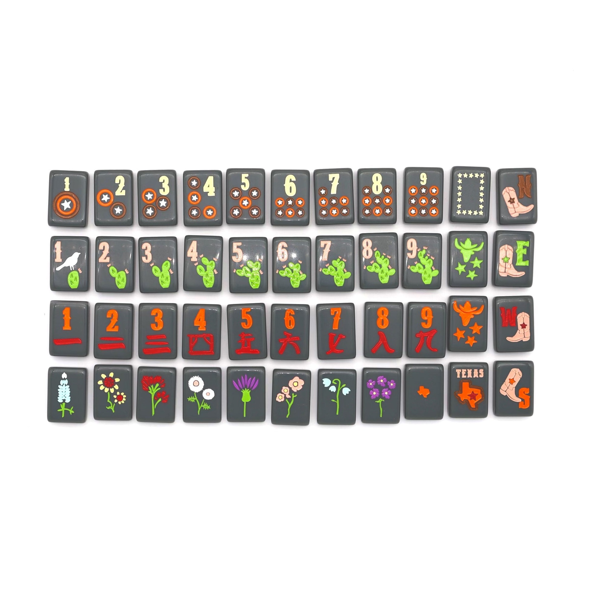 Texas Travel Mahjong Tiles - Olive