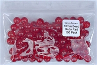 Size 10mm Round Bead/Clear Ruby Red/100 Pack