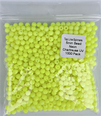 Size 5mm Round Bead/Neon Chartruese UV/1000 Pack