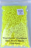 Size 6mm Round Bead/Chartreuse/1000 Pack