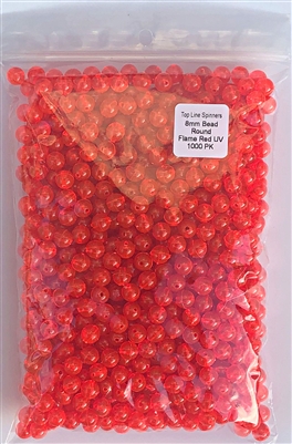 Size 8mm Round Bead/Fluorescent Red UV/1000 pack