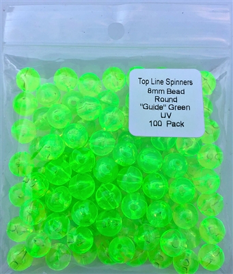 Size 8mm Round Bead/Clear Guide Green/100 pack