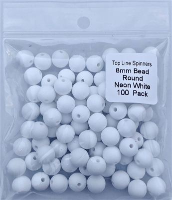 Size 8mm Round Bead/Neon White /100 pack