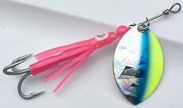 Size 4 FB Series Spinner/Silver SG w/Chartruese & Blue/Pink Skirt