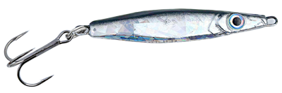 2oz/60g Flutter Style Jig/Silver Holographic w/Black Back/1 Pack