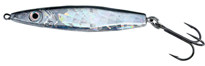 3 oz/87g Flutter Style Jig/Silver Holographic w/Black Back/1 Pack