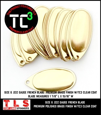 Size 6 French Blade/.032 Gauge/25 Pack/Polished Brass w/TC3