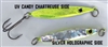 3/4 Ounce Flutter Series Jig/Hot Candy Chartreuse UV/Silver Holographic/1 per pack