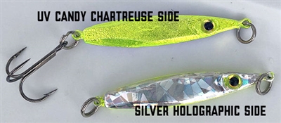 3/4 Ounce Flutter Series Jig/Hot Candy Chartreuse UV/Silver Holographic/1 per pack