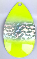 Size 12 Magnum Indiana Blade/Holographic Silver Scale w/Chartreuse "Double Trouble"/2 pack