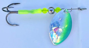 Size 3.5 KraZ8 Series Spinner/SG Front w/Chartreuse and Blue Edge/1 Per Pack