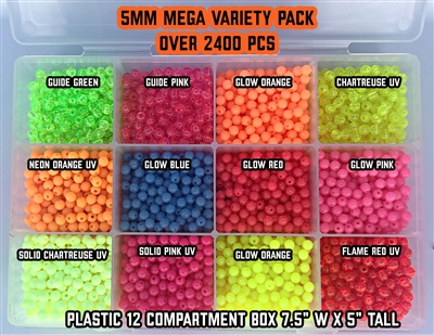 MEGA Variety Pack/2400 + 5mm Round UV and Glow Beads
