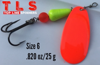 Size 6 Rocket Spinner/Flame w/Chartruese Body/.820 oz../25 g