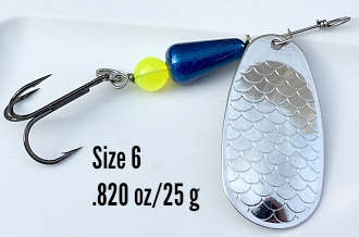 Size 6 Rocket Spinner/Silver w/Blue Body/.820 oz../25 g