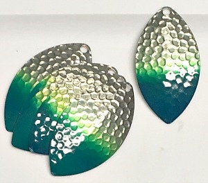 Size 5N FB Series Blade/Hammered Nickel w/Chartreuse & Blue Tip/6 Pack