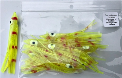 3.5" Squid Body/Chartruese w/Red Stripe UV/10 Pack