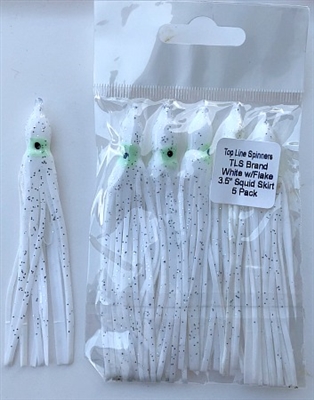 3.5" Squid Body/White w/Laser and Flake/5 Pack
