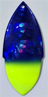 Size 7 SKS Series Blade/Holographic Blue SG Foil w/Chartruese Tip AKA "Seahawk"/2 Pack