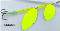 SKS Double Blade Spinner/Double Chartreuse Blades