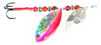 SKS Double Blade Spinner/Silver/SG w/Pink and Red Edge