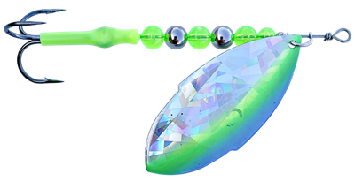 SKS Single Blade Spinner/Silver SG w/Blue & Chartreuse Edge