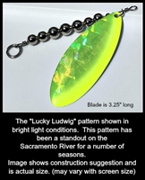 Size 7 Tide Tamer Series Blade/Holographic Chartruese SG w/Chartreuse Edge/Pearl White Back/AKA "The Lucky Ludwig"/2 Pack