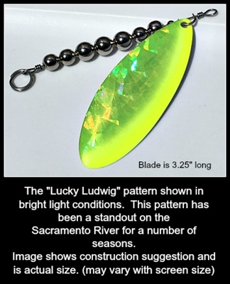 Size 7 Tide Tamer Series Blade/Holographic Chartruese SG w/Chartreuse Edge/Pearl White Back/AKA "The Lucky Ludwig"/2 Pack