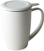 Curve Tall Tea Mug with Infuser and Lid 15 ounces, White