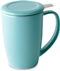 Curve Tall Tea Mug with Infuser and Lid 15 ounces, Turquoise