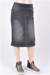 RK-77104KG Black Blush girls mid length skirt