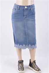 RK-77227KG Vintage Wash girls mid length skirt