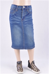 RK-77239KY Indigo Wash girls mid length skirt