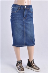 RK-77513K Indigo Wash girls mid length skirt