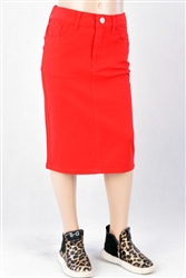 RK-77546K Red girls mid length skirt