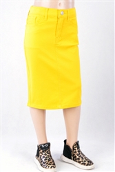 RK-77546K Yellow girls mid length skirt