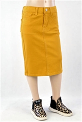 RK-77546KA Mustard girls mid length skirt