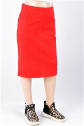 RK-77548K Red girls mid length skirt