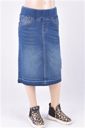 RK-77557K Indigo Wash girls mid length skirt