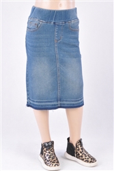 RK-77557K Vintage Wash girls mid length skirt
