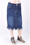 RK-77616K Dk.Indigo Wash girls mid length skirt