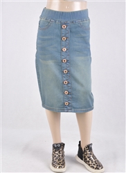 RK-77803KE Vintage Wash girls mid length skirt