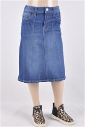 RK-77955K Indigo Wash girls mid length skirt