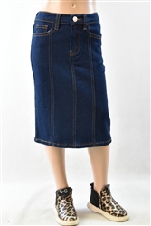 RK-79192K Dk.Indigo girls mid length skirt