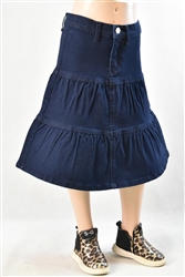 RK-79241KA Dk.Indigo girls mid length skirt