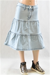 RK-79241KA Lt.Indigo girls mid length skirt