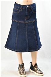 RK-79242K Dk.Indigo girls mid length skirt