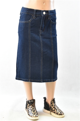 RK-79384K Dk.Indigo girls mid length skirt