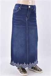 RK-87370KB Dk.Indigo Wash girls long skirt