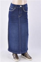 RK-87507KA Dk.Indigo Wash girls long skirt